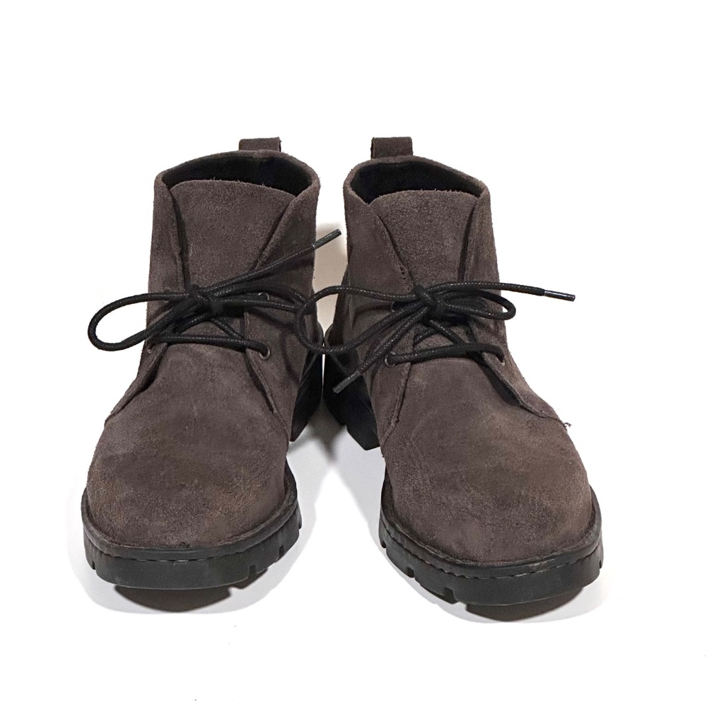 Born Brown Suede Lace Up Booties Block Heel Lug Sole Size 8